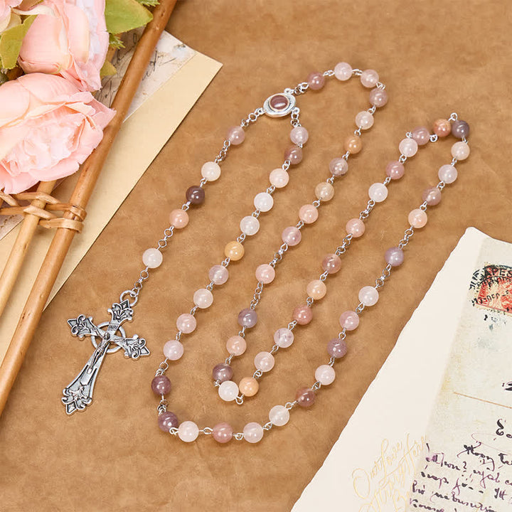 Christianartworkshop Rosenkranz aus Naturstein mit antikem Kreuz aus Legierung: Symbol zeitloser himmlischer Zuflucht - Kruzifix - image 0