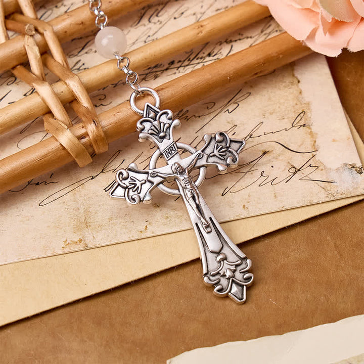 Christianartworkshop Rosenkranz aus Naturstein mit antikem Kreuz aus Legierung: Symbol zeitloser himmlischer Zuflucht - image 4