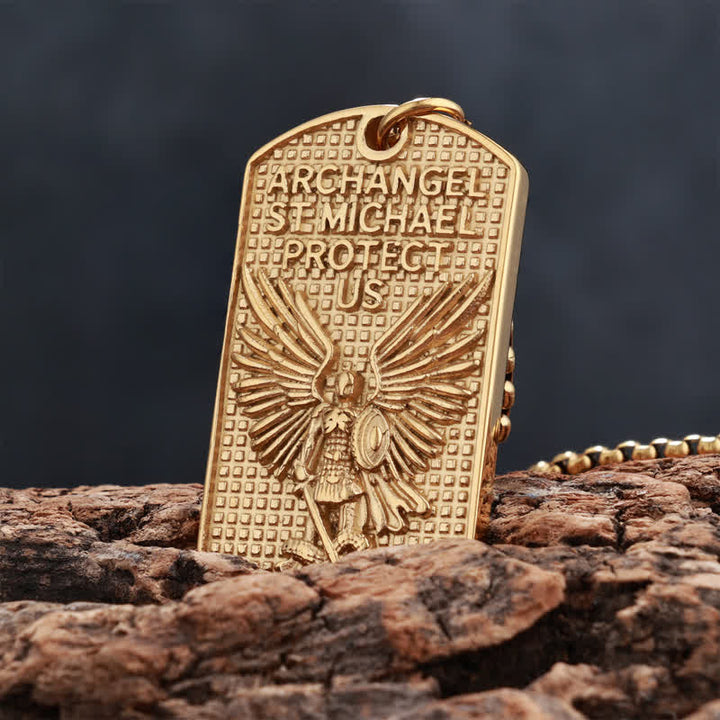 Christianartworkshop Robuste Edelstahl-Halskette mit dem Erzengel St. Michael: Gefäß zeitlosen heiligen Schildes - Golden - image 3