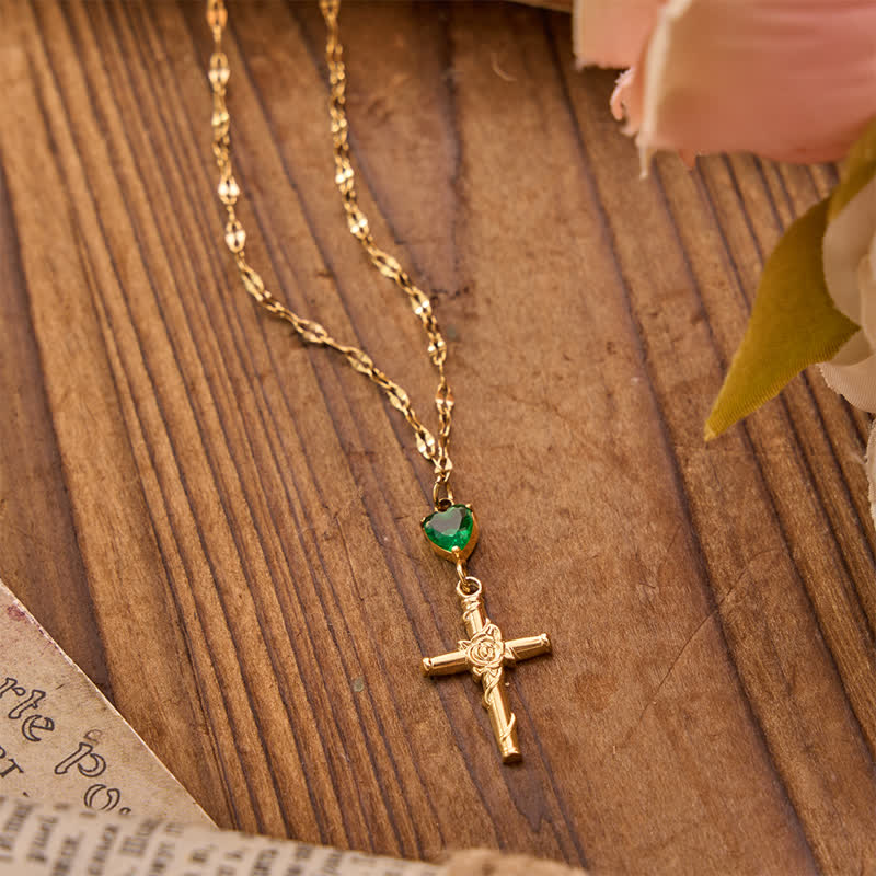 Christianartworkshop Schlanke, funkelnde Herz-Edelstein-Rosenkreuz-Halskette: Gefäß sanfter himmlischer Wärme - image 4