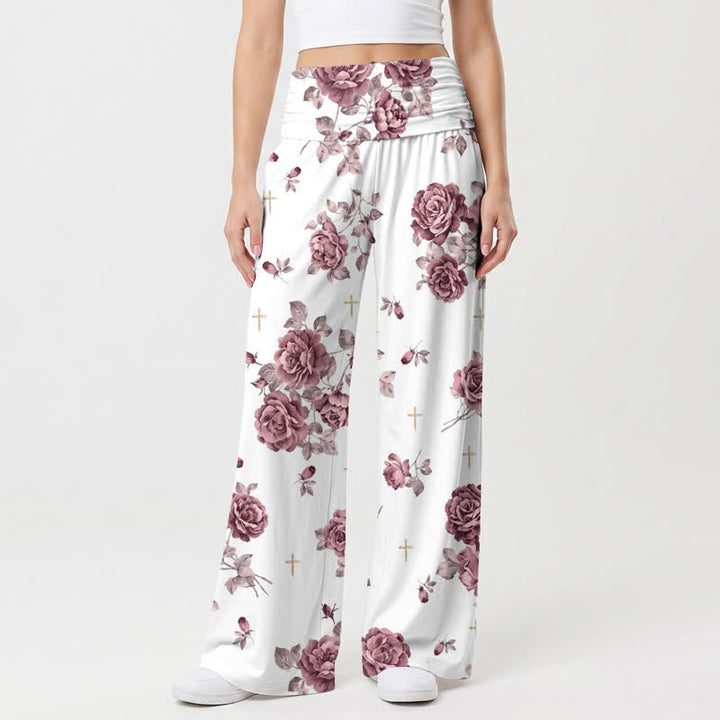 Christianartworkshop Palazzo-Hose mit Rosenkreuzmuster, hohem Bund und weitem Bein, Damen, Damen, mit weitem Bein - US22, UK/AU26, EU54 - image 0