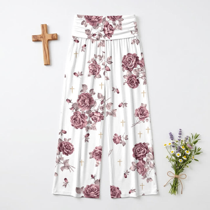 Christianartworkshop Palazzo-Hose mit Rosenkreuzmuster, hohem Bund und weitem Bein, Damen, Damen, mit weitem Bein - image 2