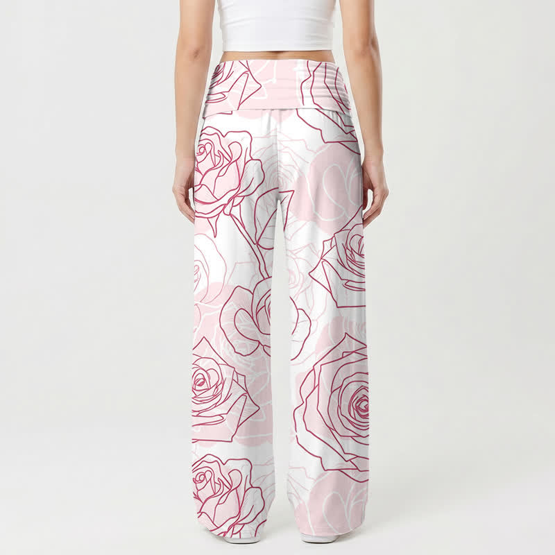 Christianartworkshop Blush Rose Heart Cross Lounge Damen-Hose mit weitem Bein - image 1