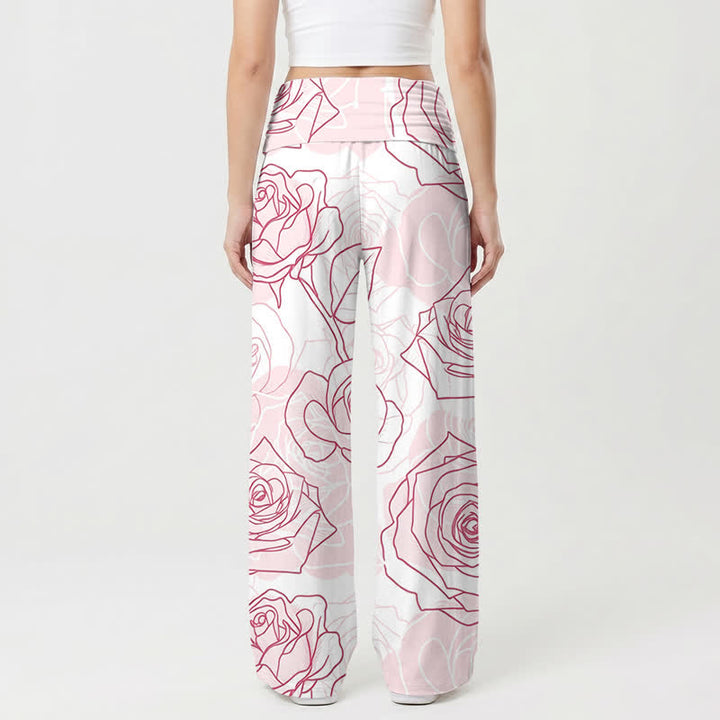 Christianartworkshop Blush Rose Heart Cross Lounge Damen-Hose mit weitem Bein - image 1