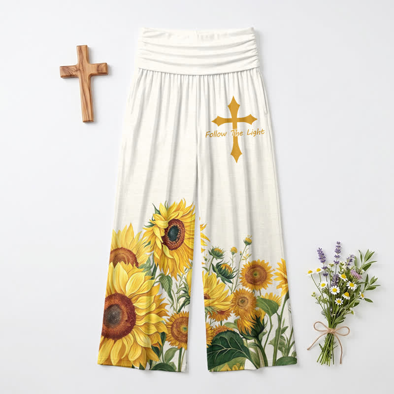 Christianartworkshop Follow The Light Sunflower Palazzo Damen-Palazzohose mit weitem Bein - US22, UK/AU26, EU54 - image 0