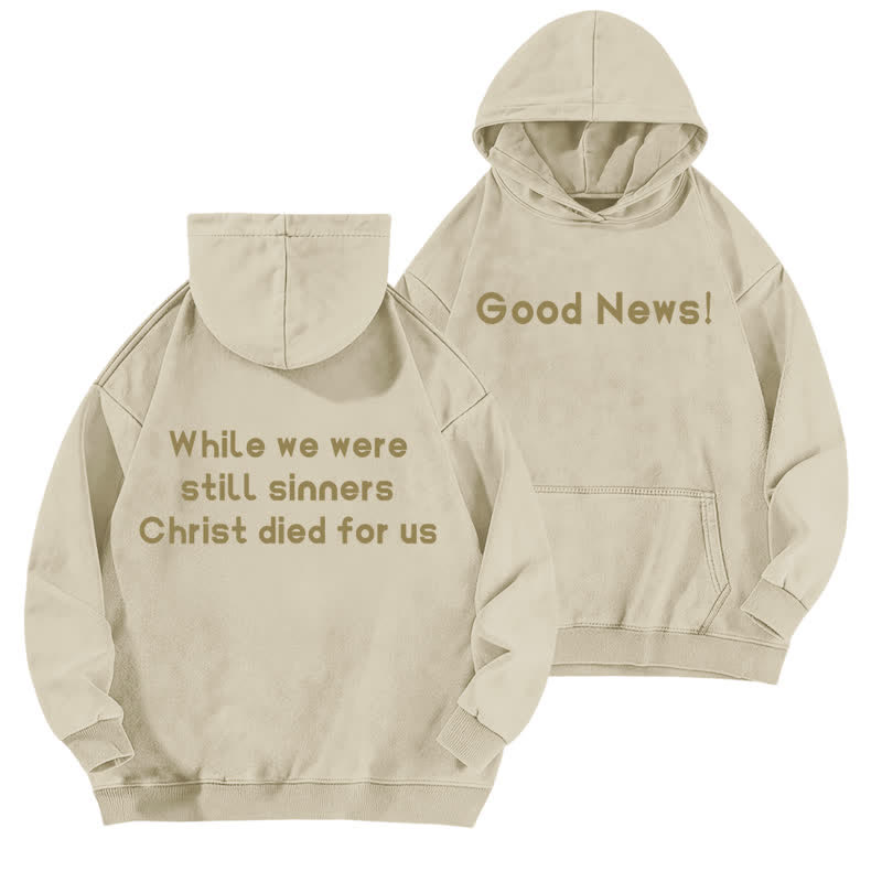 Christianartworkshop Good News Front And Verse Back Washed Hoodie - Aprikose - 5XL - image 6