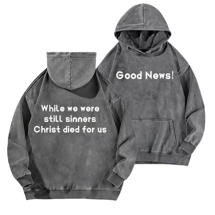 Christianartworkshop Good News Front And Verse Back Washed Hoodie - Grau - 5XL - image 9