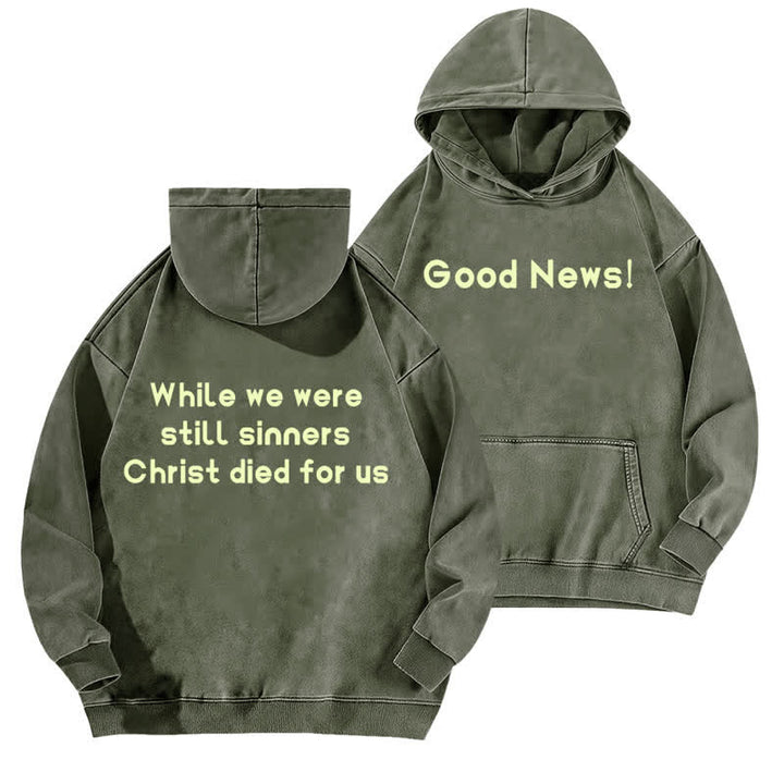 Christianartworkshop Good News Front And Verse Back Washed Hoodie - Armeegrün - 5XL - image 12