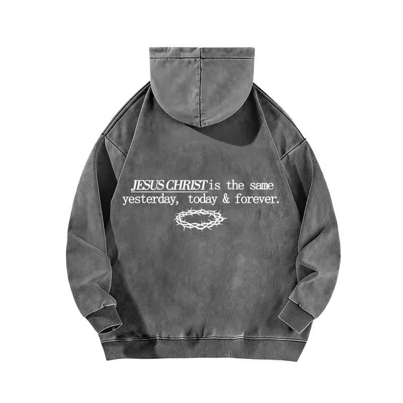 Christianartworkshop Jesus Christus Gestern Heute Für immer Gewaschener Hoodie - image 4