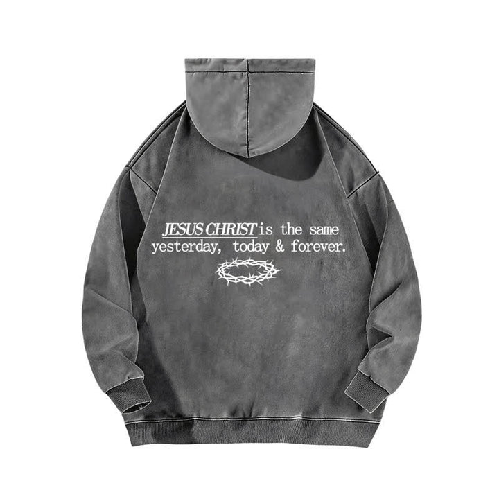 Christianartworkshop Jesus Christus Gestern Heute Für immer Gewaschener Hoodie - image 4