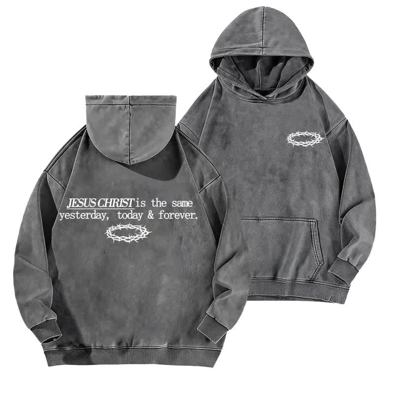 Christianartworkshop Jesus Christus Gestern Heute Für immer Gewaschener Hoodie - Grau - 5XL - image 3