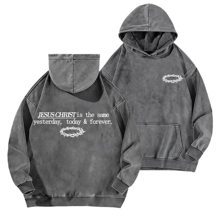 Christianartworkshop Jesus Christus Gestern Heute Für immer Gewaschener Hoodie - Grau - 5XL - image 3