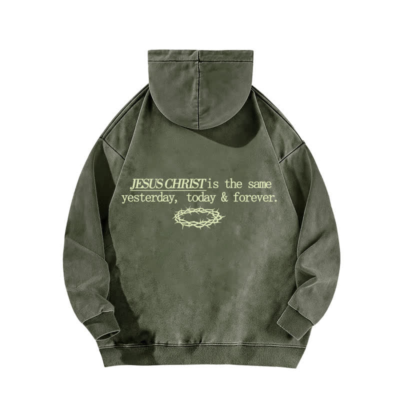 Christianartworkshop Jesus Christus Gestern Heute Für immer Gewaschener Hoodie - image 13