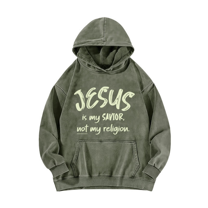 Christianartworkshop Jesus ist mein Retter Vintage Olivfarbener Hoodie - Armeegrün - 5XL - image 0
