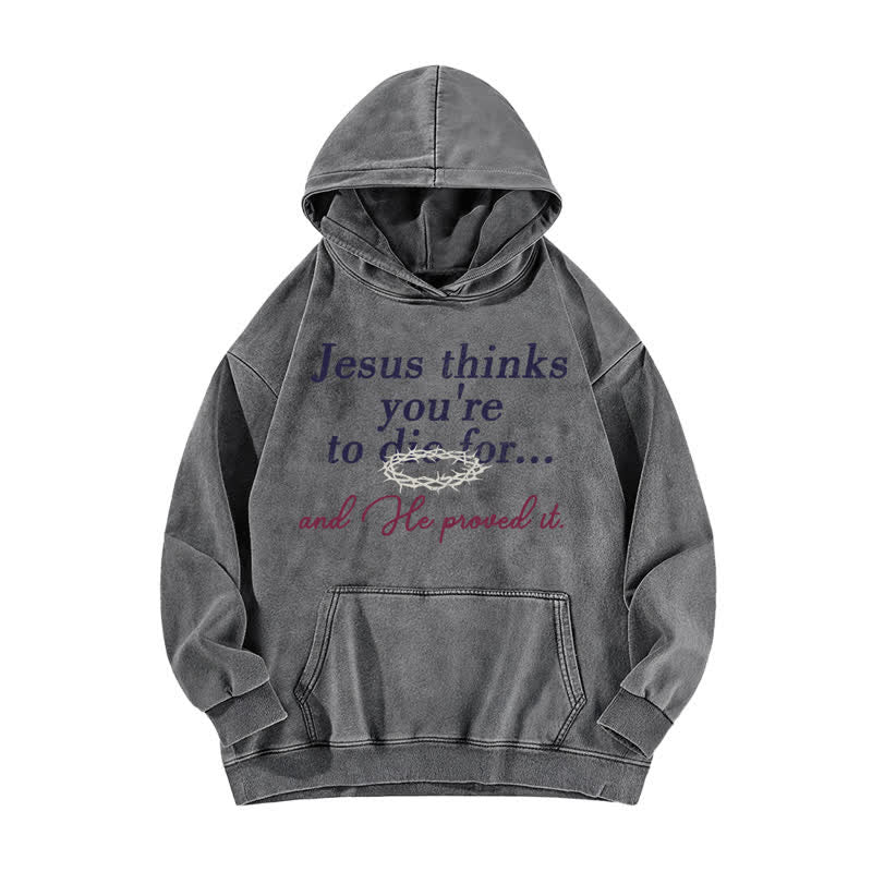 Christianartworkshop Jesus hält dich für unwiderstehlich – gewaschener Hoodie - Grau - 5XL - image 2