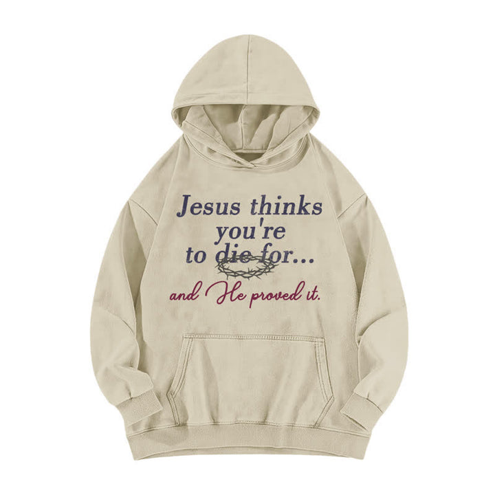 Christianartworkshop Jesus hält dich für unwiderstehlich – gewaschener Hoodie - Aprikose - 5XL - image 3
