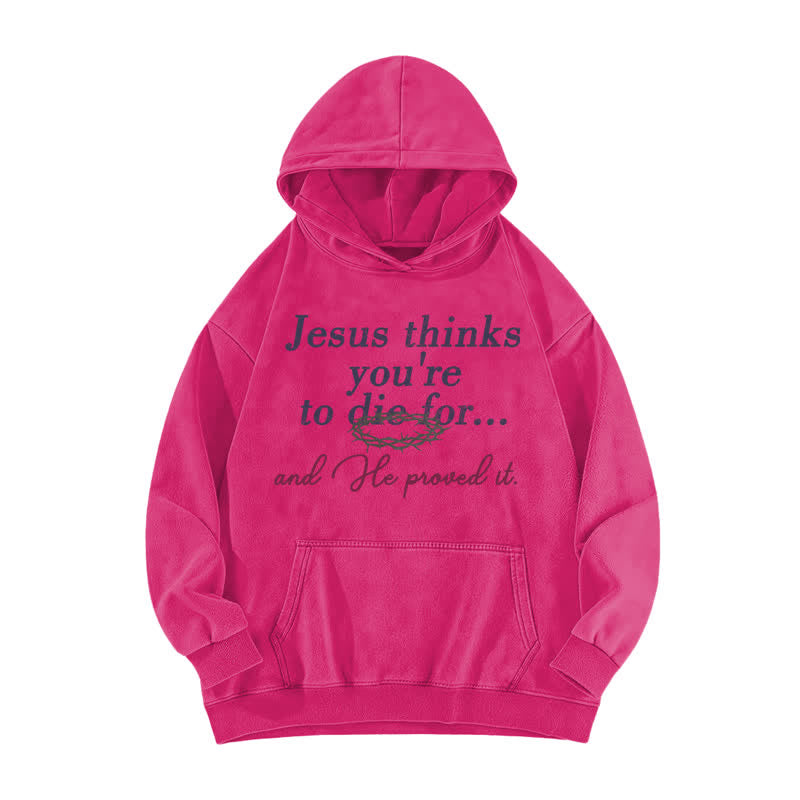 Christianartworkshop Jesus hält dich für unwiderstehlich – gewaschener Hoodie - Rose - 5XL - image 0