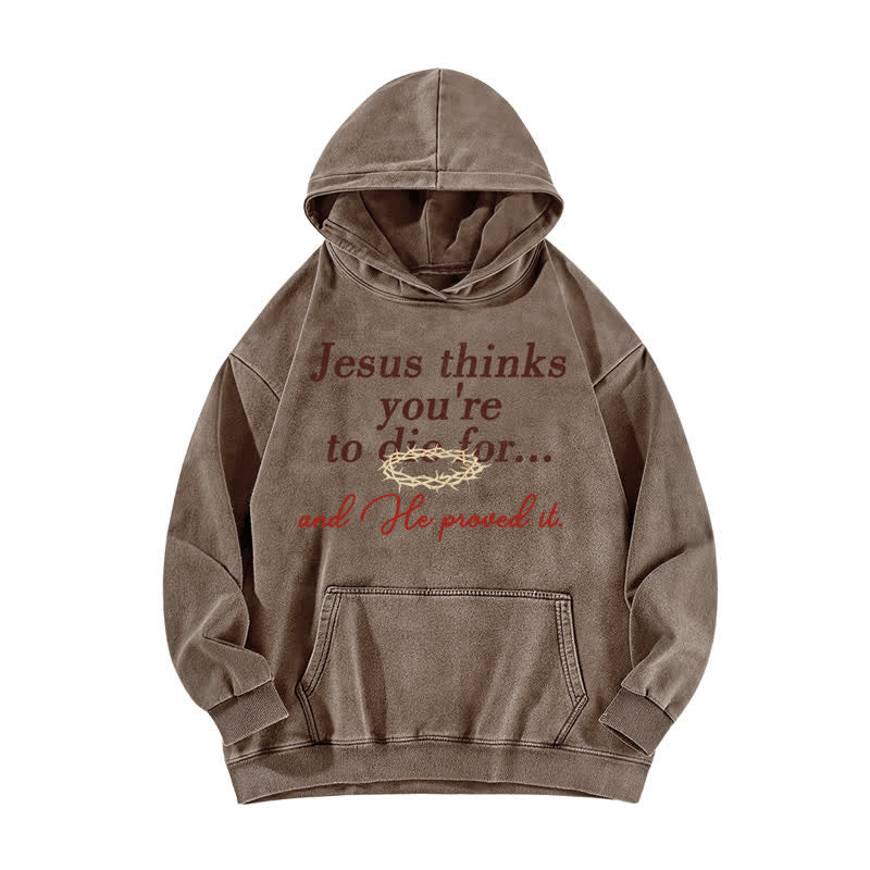 Christianartworkshop Jesus hält dich für unwiderstehlich – gewaschener Hoodie - Kaffee - 5XL - image 5