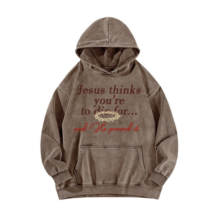 Christianartworkshop Jesus hält dich für unwiderstehlich – gewaschener Hoodie - Kaffee - 5XL - image 5