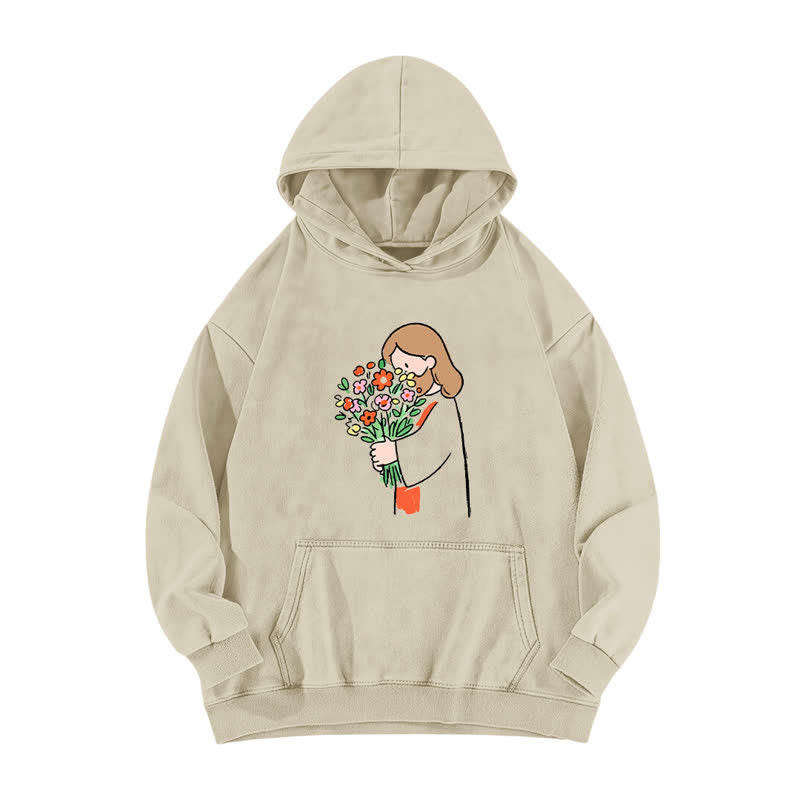 Christianartworkshop Bloom Girl Vintage Wash Fleece Pullover, gewaschener Hoodie - Aprikose - 5XL - image 0