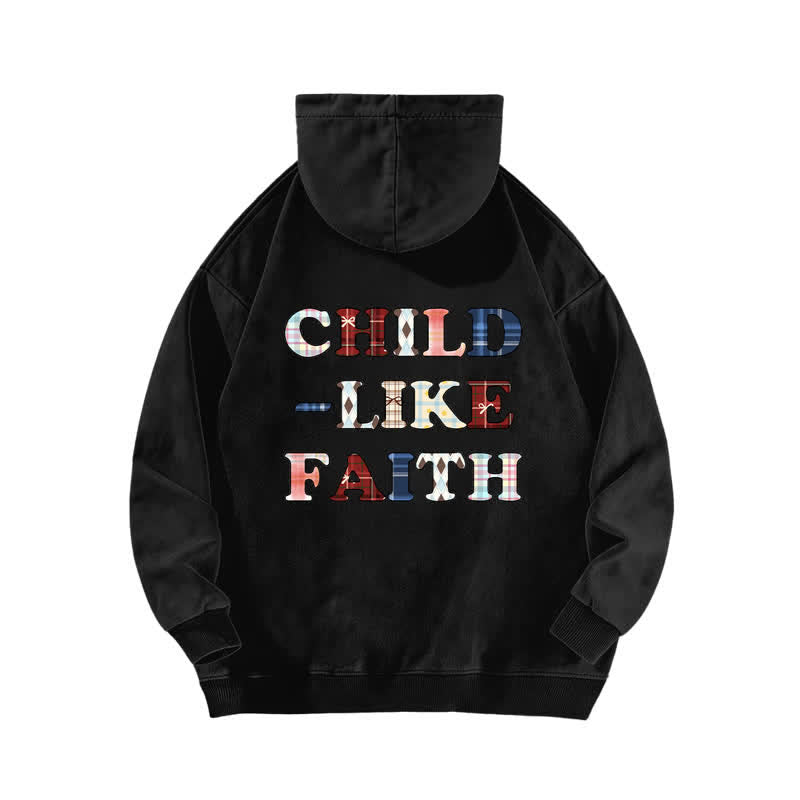 Christianartworkshop Hoodie mit kariertem Aufdruck und Buchstabenmuster (vorne und hinten) – gewaschen - image 1