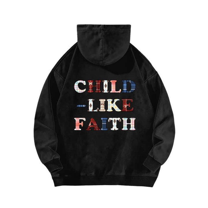 Christianartworkshop Hoodie mit kariertem Aufdruck und Buchstabenmuster (vorne und hinten) – gewaschen - image 1