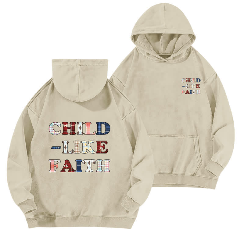 Christianartworkshop Hoodie mit kariertem Aufdruck und Buchstabenmuster (vorne und hinten) – gewaschen - Aprikose - 5XL - image 3