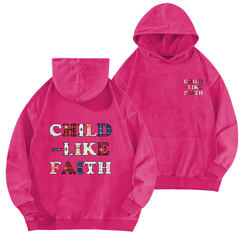 Christianartworkshop Hoodie mit kariertem Aufdruck und Buchstabenmuster (vorne und hinten) – gewaschen - Rose - 5XL - image 15