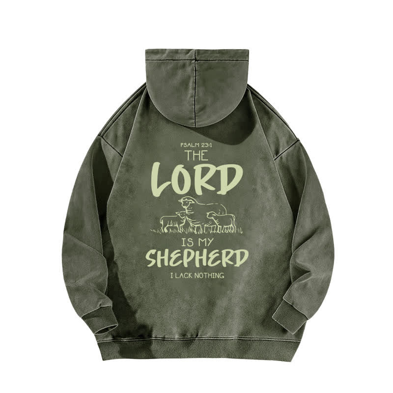 Christianartworkshop Psalm 23 Shepherd Fleece-Kapuzenpullover (gewaschen) - image 1