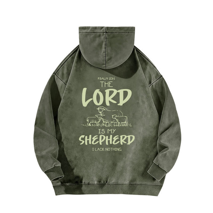 Christianartworkshop Psalm 23 Shepherd Fleece-Kapuzenpullover (gewaschen) - image 1