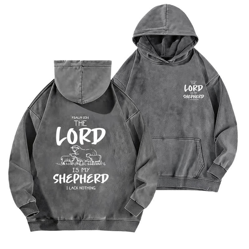 Christianartworkshop Psalm 23 Shepherd Fleece-Kapuzenpullover (gewaschen) - Grau - 5XL - image 9
