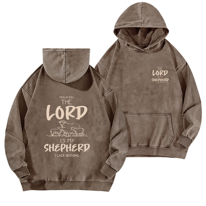 Christianartworkshop Psalm 23 Shepherd Fleece-Kapuzenpullover (gewaschen) - Kaffee - 5XL - image 12