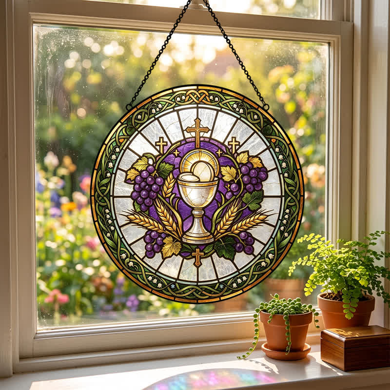 Christianartworkshop Strahlender Kelch als Buntglas-Sonnenfänger: Sinnbild reiner himmlischer Gnade - image 0