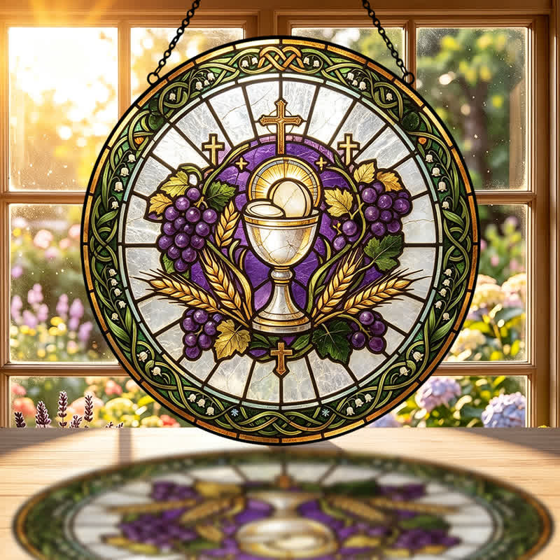 Christianartworkshop Strahlender Kelch als Buntglas-Sonnenfänger: Sinnbild reiner himmlischer Gnade - image 1