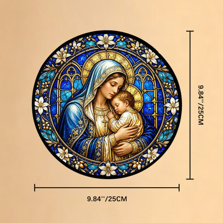 Christianartworkshop Verzierter runder Krippen-Sonnenfänger aus Glas: Symbol göttlicher Zärtlichkeit - 9,84''*9,84''*0,14''/25*25*0,35cm - image 9