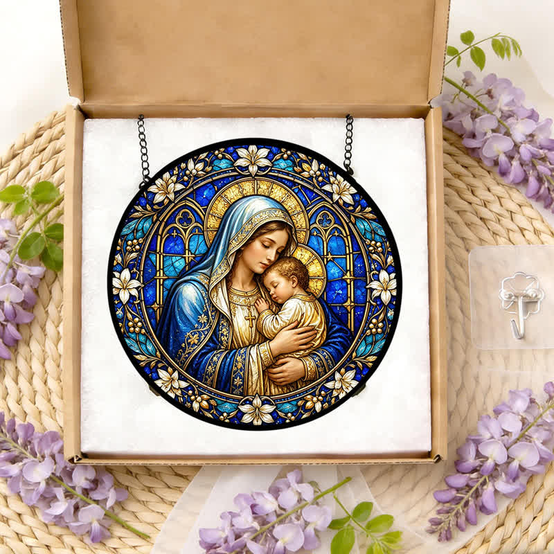 Christianartworkshop Verzierter runder Krippen-Sonnenfänger aus Glas: Symbol göttlicher Zärtlichkeit - image 11