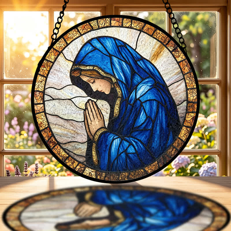 Christianartworkshop Betende Muttergottes – Buntglas-Sonnenfänger: Symbol reiner himmlischer Gnade - image 1