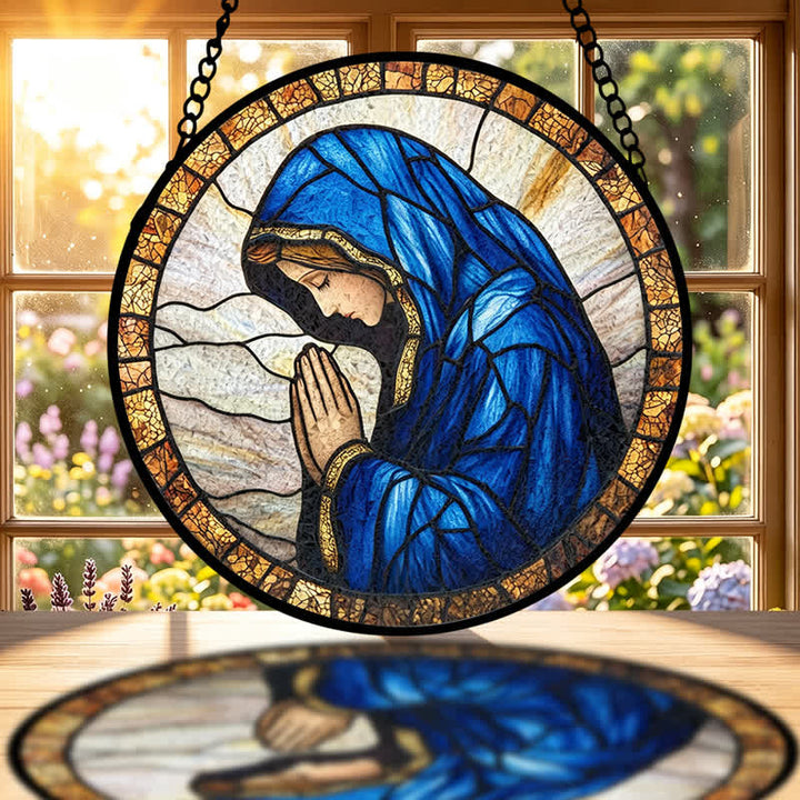 Christianartworkshop Betende Muttergottes – Buntglas-Sonnenfänger: Symbol reiner himmlischer Gnade - image 1