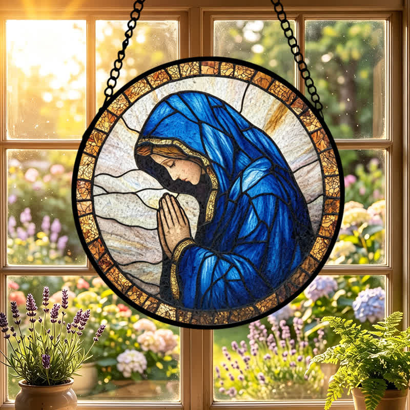 Christianartworkshop Betende Muttergottes – Buntglas-Sonnenfänger: Symbol reiner himmlischer Gnade - image 4