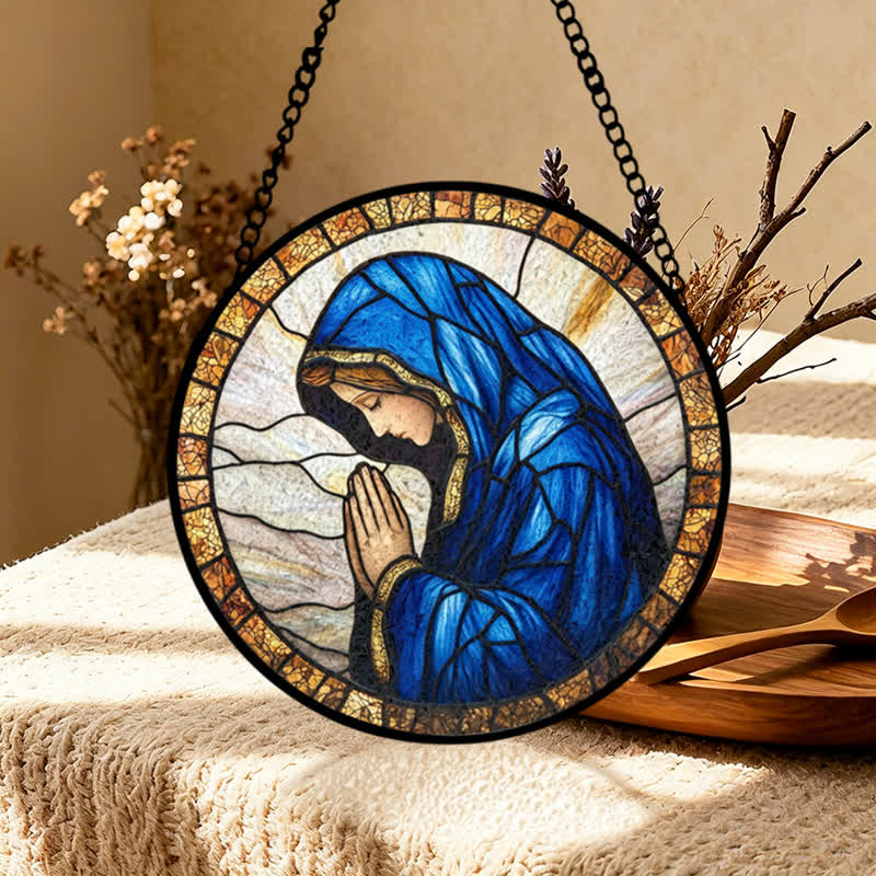Christianartworkshop Betende Muttergottes – Buntglas-Sonnenfänger: Symbol reiner himmlischer Gnade - image 2