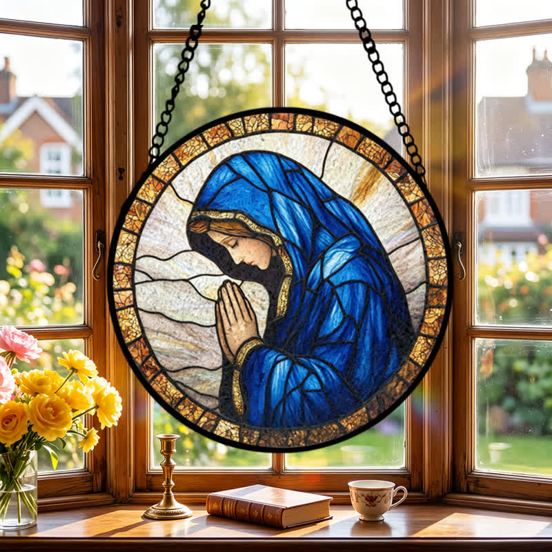 Christianartworkshop Betende Muttergottes – Buntglas-Sonnenfänger: Symbol reiner himmlischer Gnade - image 0