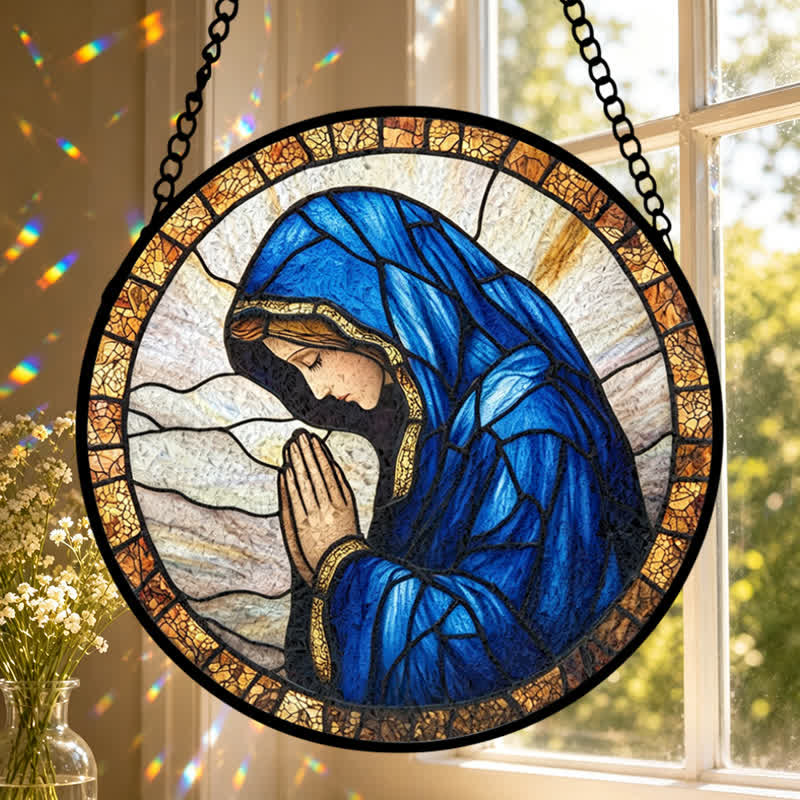 Christianartworkshop Betende Muttergottes – Buntglas-Sonnenfänger: Symbol reiner himmlischer Gnade - image 3