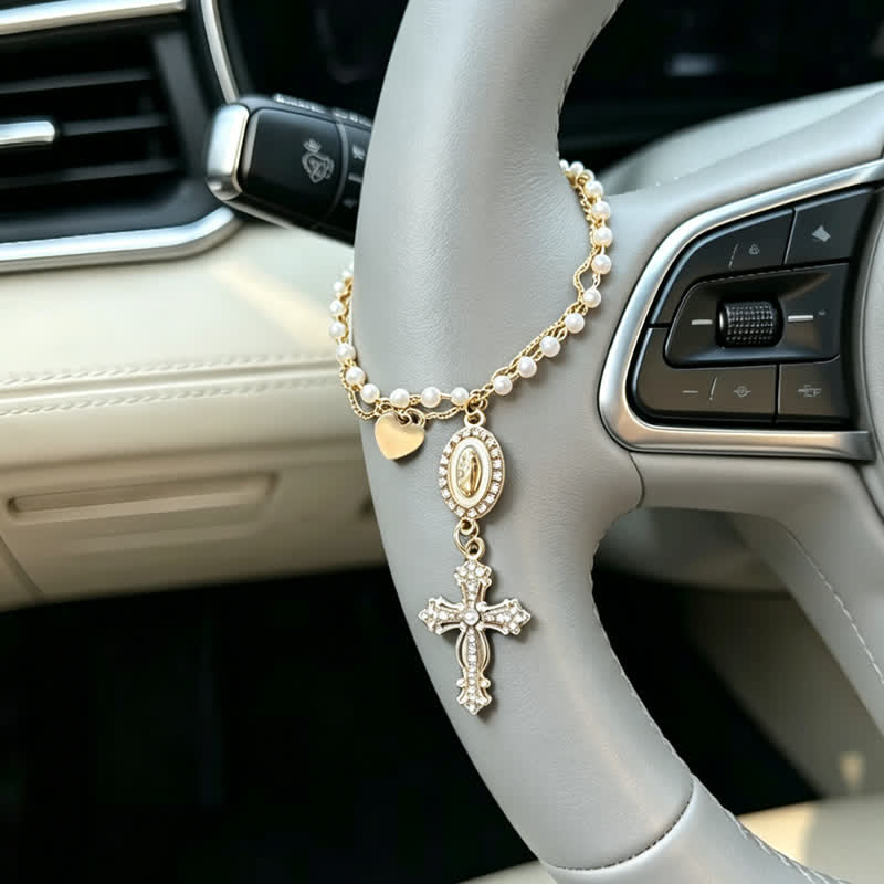 Christianartworkshop Eleganter Autoanhänger aus Naturkristall im Rosenkranz-Stil: Träger stillen himmlischen Segens - image 5