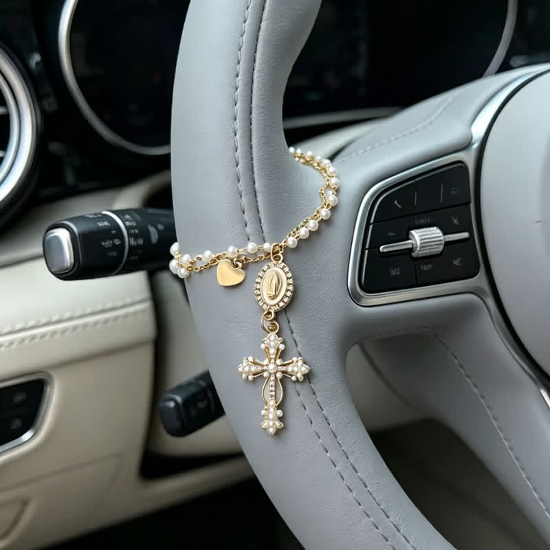 Christianartworkshop Eleganter Autoanhänger aus Naturkristall im Rosenkranz-Stil: Träger stillen himmlischen Segens - image 3