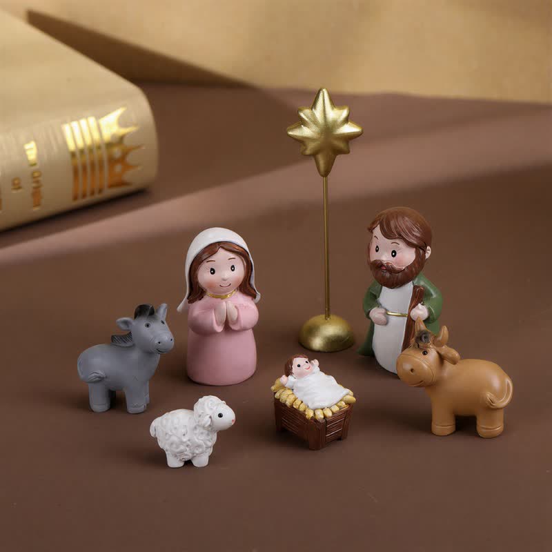 Christianartworkshop Präzise handgefertigtes Krippenfiguren-Set: Abzeichen des sanften himmlischen Lichts - image 3