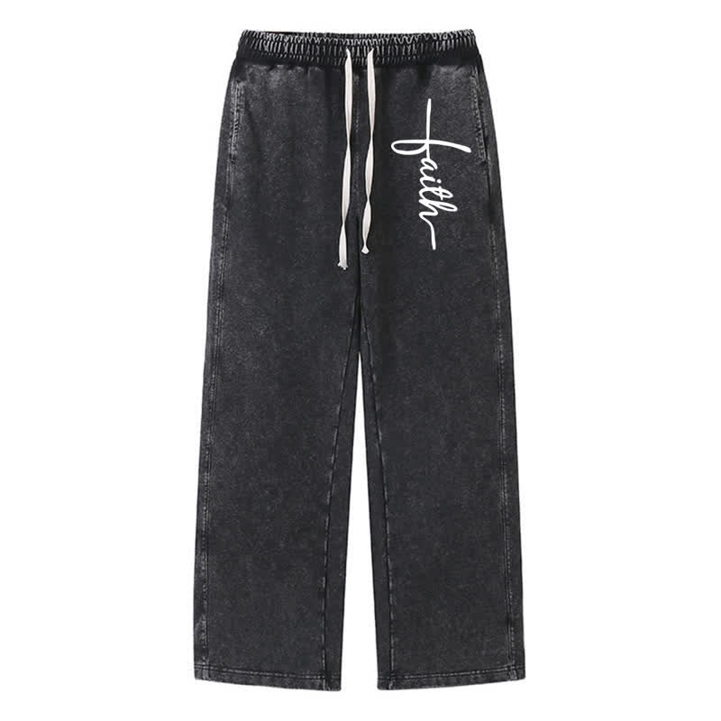 Christianartworkshop Faith Script Vintage Schwarze Jogginghose - Schwarz - 2XL - image 0