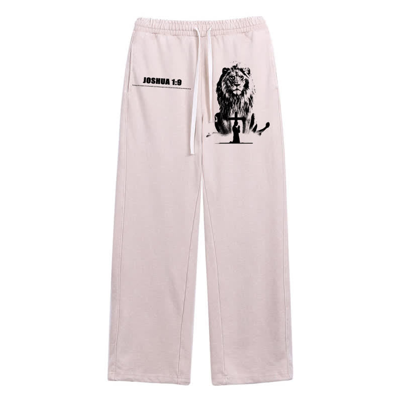 Christianartworkshop Joshua 1:9 Lion Courage Relaxed Fit Washed Sweatpants - Aprikose - 2XL - image 0