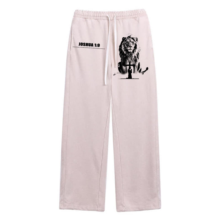 Christianartworkshop Joshua 1:9 Lion Courage Relaxed Fit Washed Sweatpants - Aprikose - 2XL - image 0