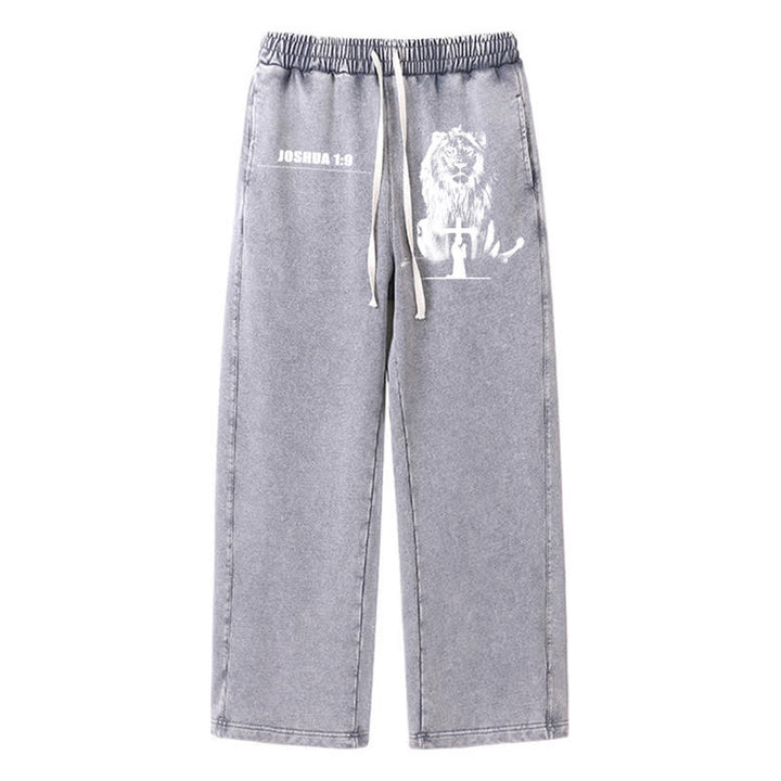 Christianartworkshop Joshua 1:9 Lion Courage Relaxed Fit Washed Sweatpants - Grau - 2XL - image 18