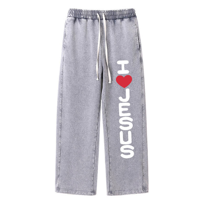 Christianartworkshop „ Ich liebe Jesus“ Seitenaufdruck Vintage Grau gewaschene Jogginghose - Grau - 2XL - image 0